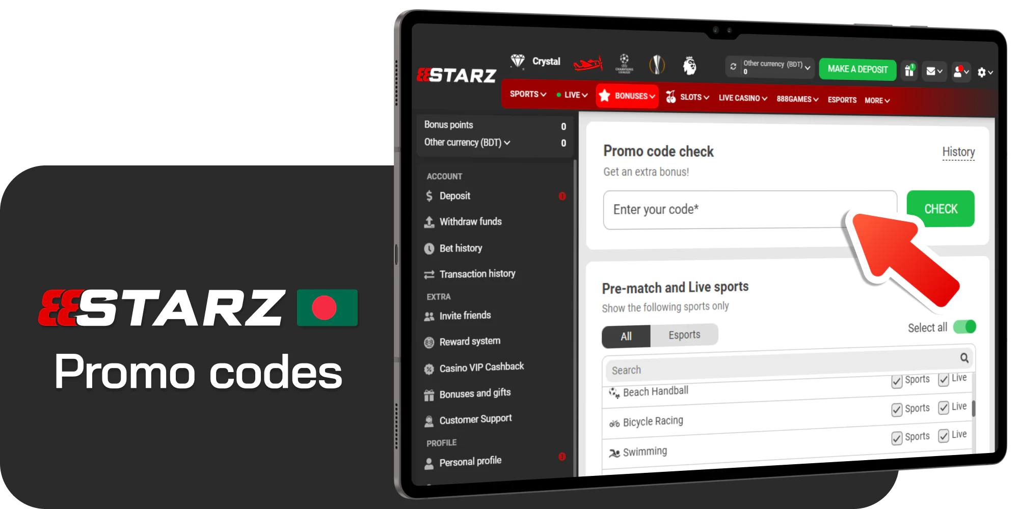 Use a promo code to enhance your playing experience at 888starz